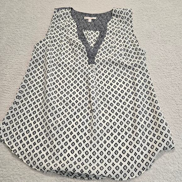 Skies Are Blue Tops - Skies are Blue Pacheco Ikat Print V-neck Sleeveless Blouse Top Women's Size M
